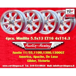 Austin Healey Minilite 5.5x13 ET25 4x114.3 silver/diamond cut 120 140 160 180 cerchi wheels jantes felgen llantas