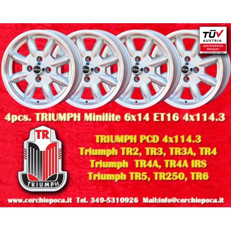Triumph Minilite 6x14 ET22 4x114.3 silver/diamond  cerchi wheels jantes felgen llantas