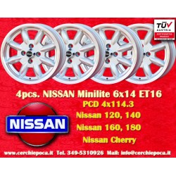 Nissan Minilite 6x14 ET22 4x114.3 silver/diamond cerchi wheels jantes felgen llantas