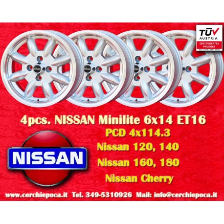Nissan Minilite 6x14 ET22 4x114.3 silver/diamond cerchi wheels jantes felgen llantas