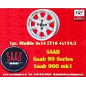 1 Felge Minilite 6x14 4x114.3 Triumph Saab MG MGB  MGB Triumph TR2-TR6 Saab 99 Toyota Corolla Starlet Carina silver/diam