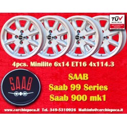 Saab Minilite 6x14 ET22 4x114.3 silver/diamond cerchi wheels jantes felgen llantas