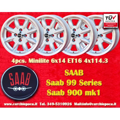 Saab Minilite 6x14 ET22 4x114.3 silver/diamond cerchi wheels jantes felgen llantas