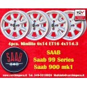 4 cerchi Minilite 6x14 ET22 4x114.3 Triumph Saab MG MGB  silver/diamond cut