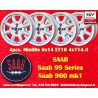 4 Felgen Minilite 6x14 4x114.3 Triumph Saab MG MGB  MGB Triumph TR2-TR6 Saab 99 Toyota Corolla Starlet Carina silver/dia