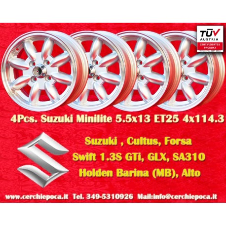 Suzuki Minilite 5.5x13 ET25 4x114.3 silver/diamond cut 120 140 160 180 cerchi wheels jantes felgen llantas