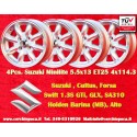 4 cerchi Minilite 5.5x13 ET25 4x114.3 Austin Toyota Datsun 120  silver/diamond cut