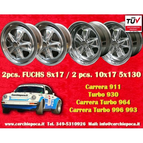 Porsche Fuchs 8x17 ET10.6 10x17 ET-27 5x130 fully polished 911 SC, Carrera -1989, turbo -1987 cerchi wheels jantes felgen llanta