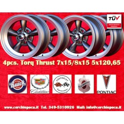 CADILLAC,CHEVROLET Torq Thrust  7x15 ET-5 8x15 ET0 5x120.65 anthracite/diamond cut Camaro Nova Chevelle cerchi wheels jantes fel
