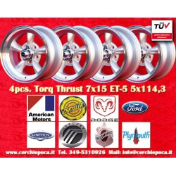 CHRYSLER,FORD Torq Thrust  7x15 ET-5 5x114.3 silver/diamond cut Mustang, Falcon, Fairlane, Torino, cerchi wheels jantes felgen l
