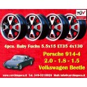 4 jantes Baby Fuchs 5.5x15 4x130 Volkswagen Porsche 914-4  914-4 VW Beetle 1968-- Karmann Ghia Typ 34 black/diamond cut