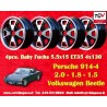 4 jantes Baby Fuchs 5.5x15 4x130 Volkswagen Porsche 914-4  914-4 VW Beetle 1968-- Karmann Ghia Typ 34 black/diamond cut