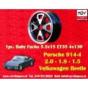 1 Felge Baby Fuchs 5.5x15 4x130 Volkswagen Porsche 914-4  914-4 VW Beetle 1968-- Karmann Ghia Typ 34 black/diamond cut
