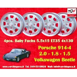 4 cerchi Babyfuchs 5.5x15 ET35 4x130 Volkswagen Porsche 914-4  silver/diamond cut