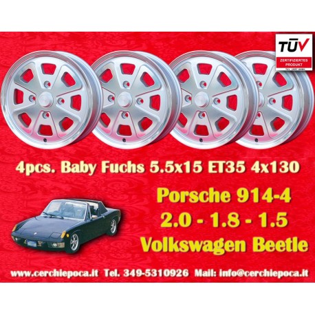 Porsche  Baby Fuchs 5.5x15 ET35 4x130 silver/diamond cut Beetle 67-, Karmann Ghia 67-, Type 3, 411, 412 cerchi wheels jantes fel