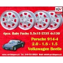 4 jantes Babyfuchs 5.5x15 4x130 Volkswagen Porsche 914-4  914-4 VW Beetle 1968-- Karmann Ghia Typ 34 silver/diamond cut