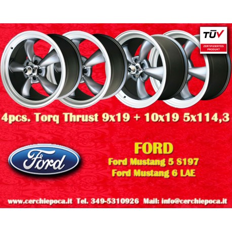 4 Stk Felgen Ford Torq Thrust  9x19 ET45 10x19 ET42 5x114.3 anthrazit/glanzgedreht Mustang S197 (2005-14), LAE (2105-)