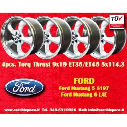 4 uds. llantas Ford Torq Thrust  9x19 ET35 9x19 ET45 5x114.3 silver/diamond cut Mustang S197 (2005-14), LAE (2105-)