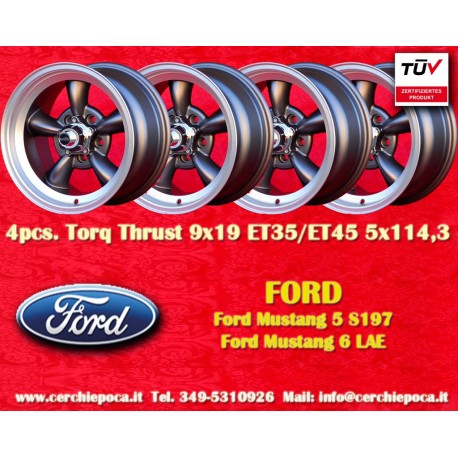 4 uds. llantas Ford Torq Thrust  9x19 ET35 9x19 ET45 5x114.3 anthrazit/glanzgedreht Mustang S197 (2005-14), LAE (2105-)