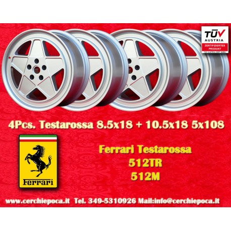 1 pz. cerchio Ferrari Testarossa 10.5x18 ET26 5x108 silver Testarossa 512TR, 512M