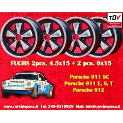 4 cerchi Fuchs 4.5x15 ET42 + 6x15 ET36 5x130 Porsche 356 