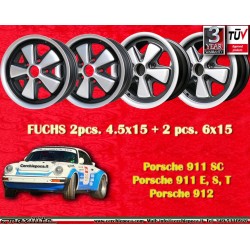 4 pcs. wheels Porsche Fuchs 4.5x15 ET42 6x15 ET36 5x130 anodized look 356 C SC 911 -1969 912