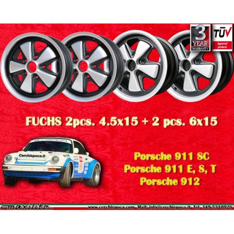 4 pcs. jantes Porsche Fuchs 4.5x15 ET42 6x15 ET36 5x130 anodized look 356 C SC 911 -1969 912