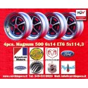4 llantas Magnum 500 6x14 5x114.3 American Motors Ford Chrysler Dodge Plymouth Lincoln Mercury Ford Mustang Falcon Fairl