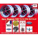 4 wheels Magnum 500 7x14 5x114.3 American Motors Ford Chrysler Dodge Plymouth Lincoln Mercury Ford Mustang Falcon Fairla