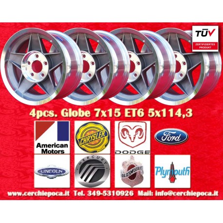4 pcs. Jantes Globe 500 7x15 ET6 PCD 5x114.3 