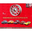 1 Felge Minilite 5x15 5x170 Saab 92  92 93 95 96 V4 Sonett silver/diamond cut