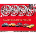 4 jantes Minilite 5x15 5x170 Saab 92  92 93 95 96 V4 Sonett silver/diamond cut