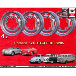 4 cerchi OE alloy 5x15 ET24 5x205 Porsche Volkswagen 356  silver