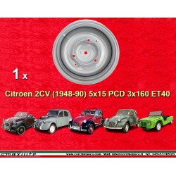 1 Stk. Stahlfelge Citroen 2CV 1948-90 5x15 PCD 3x160 ET40