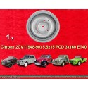 1 llanta OE 5.5x15 3x160 Citroen Citroen  Citroen 2CV 1948-90 5.5x15  PCD3x160 ET40  black. Silver