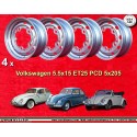4 jantes OE 5.5x15 5x205 Volkswagen VW  VW 1950-67 5.5x15  PCD 5x205  ET25  ABE  silver. silver