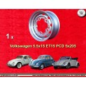 1 wheel OE 5.5x15 5x205 Volkswagen VW  VW 1950-67 5.5x15  PCD 5x205  ET15  ABE  silver. silver