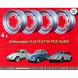 4 Felgen OE 5.5x15 5x205 Volkswagen VW  VW 1950-67 5.5x15  PCD 5x205  ET34  ABE  silver. silver