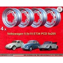 4 llantas OE 5.5x15 5x205 Volkswagen VW  VW 1950-67 5.5x15  PCD 5x205  ET34  ABE  silver. silver