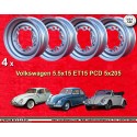4 llantas OE 5.5x15 5x205 Volkswagen VW  VW 1950-67 5.5x15  PCD 5x205  ET15  ABE  silver. silver