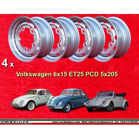 4 pieces Volkswagen Coccinelle jantes 6x15 ET25 5x205