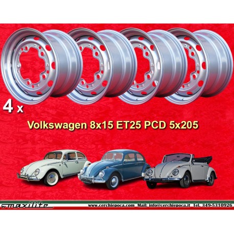 4 pz. Cerchi Volkswagen Maggiolino 8x15 ET25 5x205