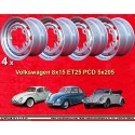 4 Felgen OE 8x15 5x205 Volkswagen VW  VW 1950-67 8x15  PCD 5x205 ET25  silver. silver