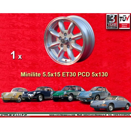 4 uds. llantas Porsche  Minilite 5.5x15 ET30 5x130 silver/diamond cut 356C C/SC Porsche 911 912