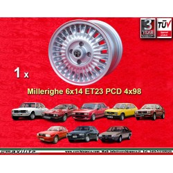 Alfa Romeo Millerighe 6x14 ET23 4x98 silver Alfetta Giulietta Alfasud Arna 33 75 90