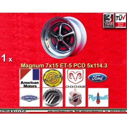 1 pc. jante AMERICAN MOTORS BUICK CHRYSLER DODGE FORD LINCOLN MERCURY OLDSMOBILE PLYMOUTH Magnum 500 7x15 ET-5 5x114.3 b