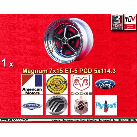 1 pc. jante AMERICAN MOTORS BUICK CHRYSLER DODGE FORD LINCOLN MERCURY OLDSMOBILE PLYMOUTH Magnum 500 7x15 ET-5 5x114.3 b