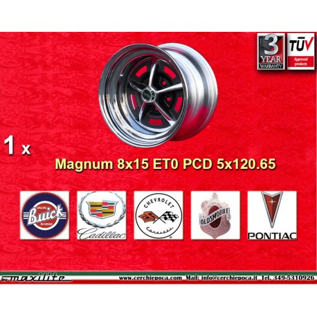 1 pc. jante BUICK CADILLAC OLDSMOBILE PONTIAC CHEVROLET Magnum 500 8x15 ET0 5x120.65 black/diamond cut BUICK Century -19