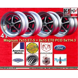 4 wheels Magnum 500 7x15 + 8x15 5x114.3 AMERICAN MOTORS BUICK CHRYSLER DODGE FORD LINCOLN MERCURY OLDSMOBILE PLYMOUTH