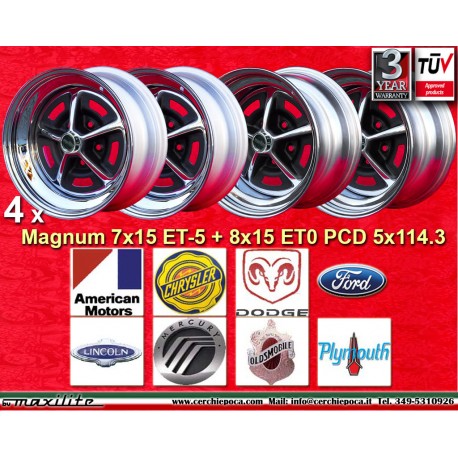 4 Felgen Magnum 500 7x15 + 8x15 5x114.3 AMERICAN MOTORS BUICK CHRYSLER DODGE FORD LINCOLN MERCURY OLDSMOBILE PLYMOUTH